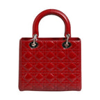 Christian Dior Cherry Red Patent Leather Cannage Quilting Small Lady Dior Bag