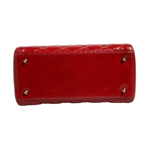 Christian Dior Cherry Red Patent Leather Cannage Quilting Small Lady Dior Bag