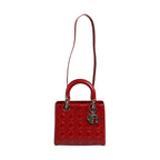 Christian Dior Cherry Red Patent Leather Cannage Quilting Small Lady Dior Bag