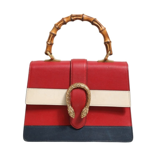 Gucci Dionysus Bamboo Medium Top Handle Bag White Blue Red