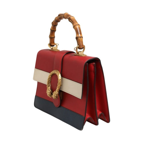 Gucci Dionysus Bamboo Medium Top Handle Bag White Blue Red