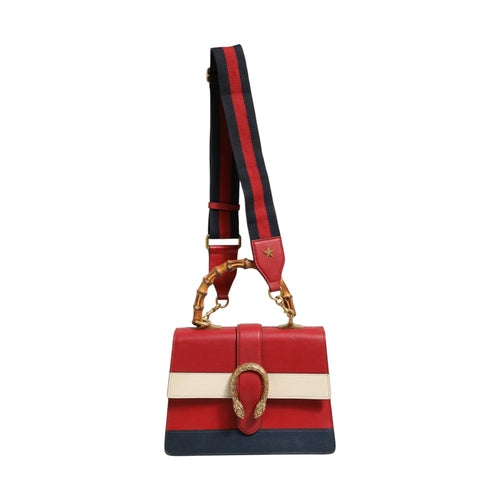 Gucci Dionysus Bamboo Medium Top Handle Bag White Blue Red