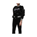 Dolce & Gabbana Black Satin Floral Embroidery Bomber Jacket