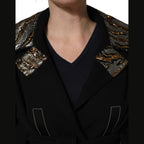 Dolce & Gabbana Black Single-Breasted Brocade Coat Jacket