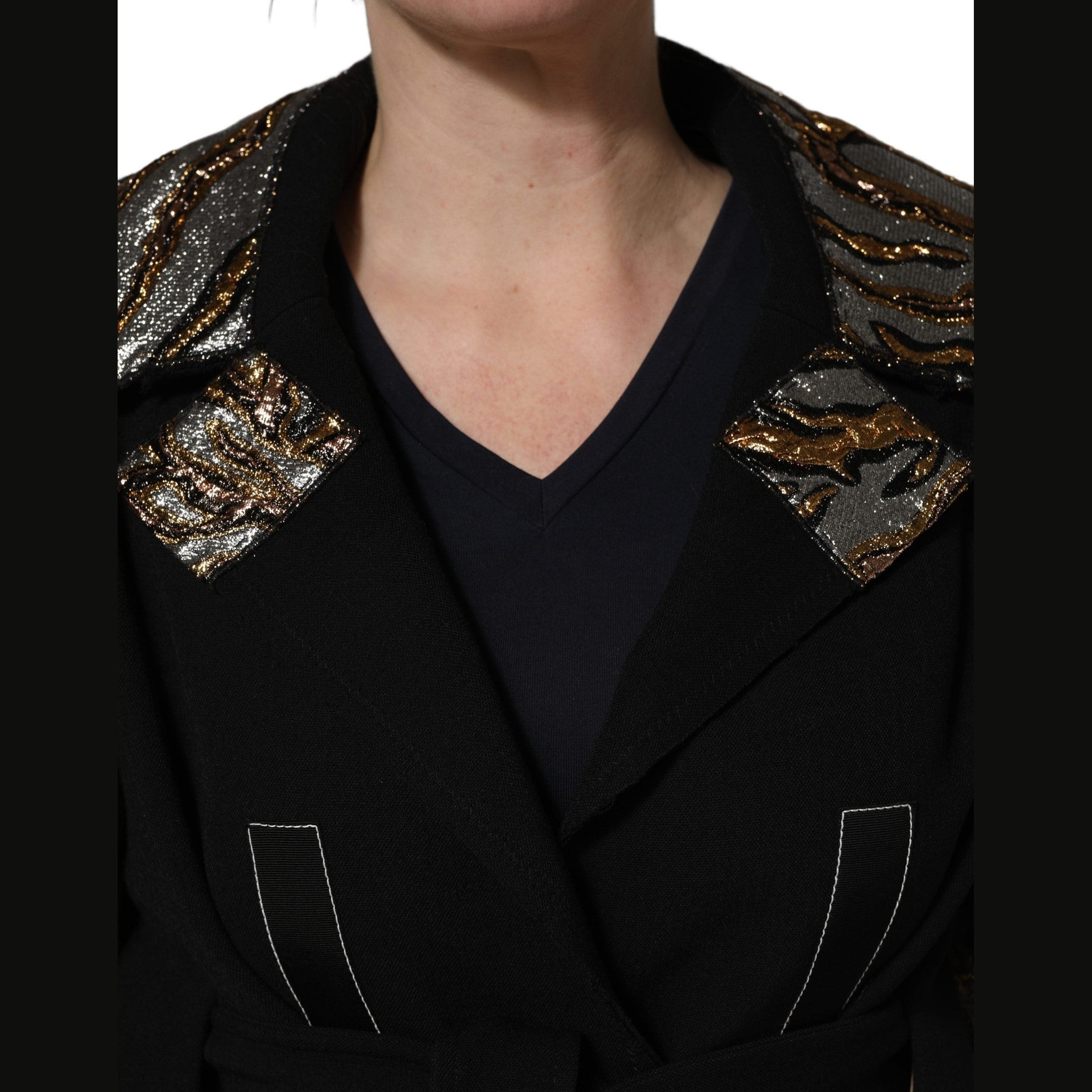 Dolce & Gabbana Black Single-Breasted Brocade Coat Jacket