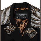Dolce & Gabbana Black Single-Breasted Brocade Coat Jacket
