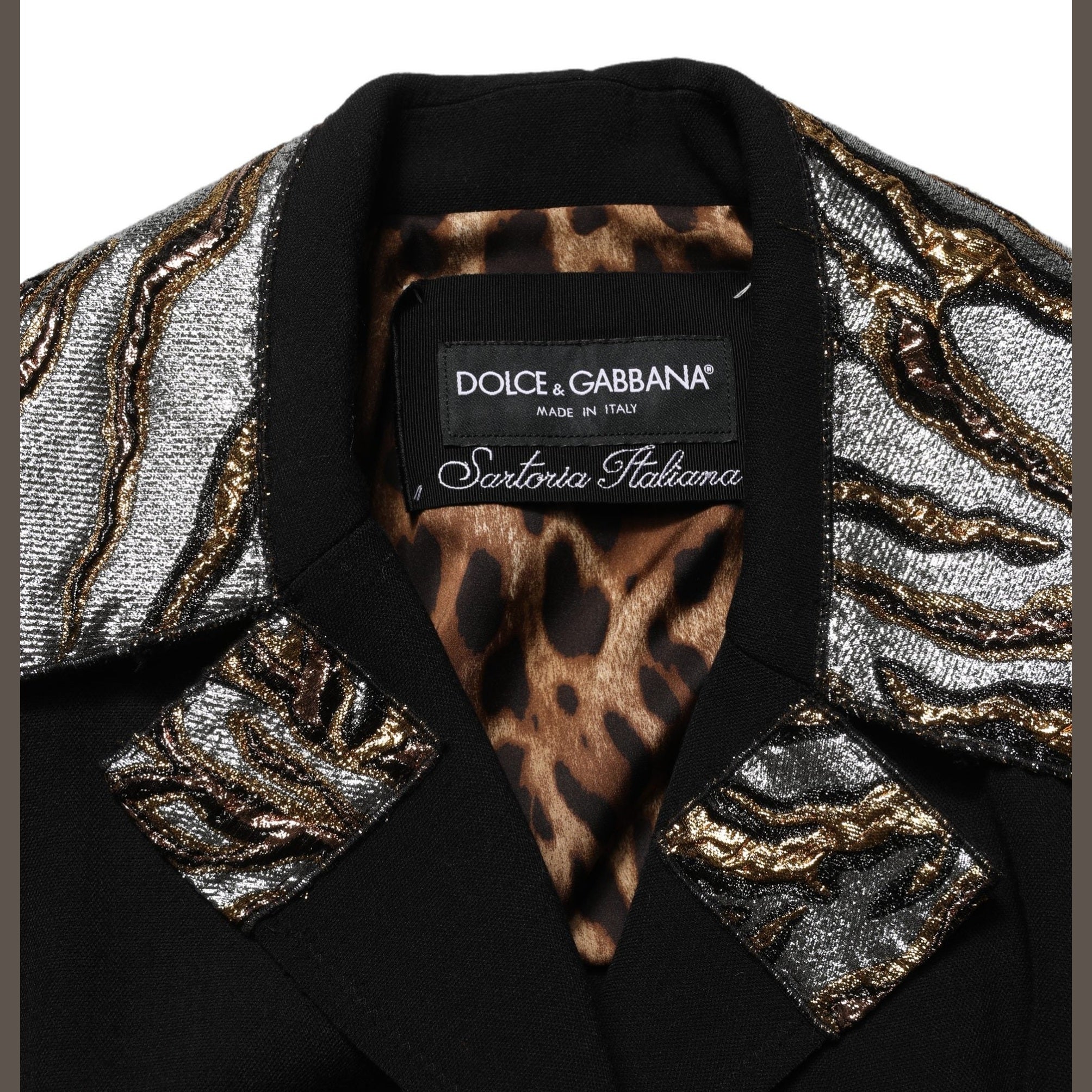 Dolce & Gabbana Black Single-Breasted Brocade Coat Jacket