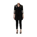 Black Single-Breasted Brocade Coat Jacket