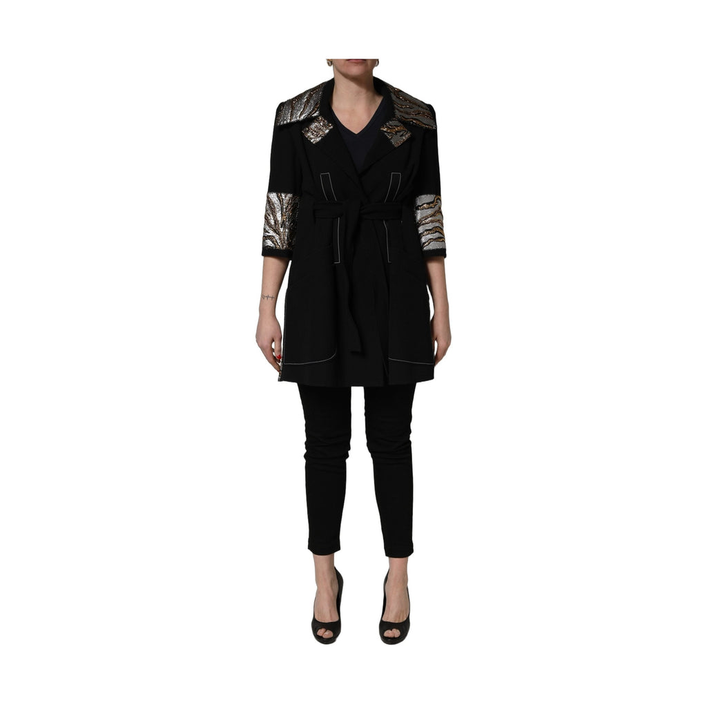 Dolce & Gabbana Black Single-Breasted Brocade Coat Jacket