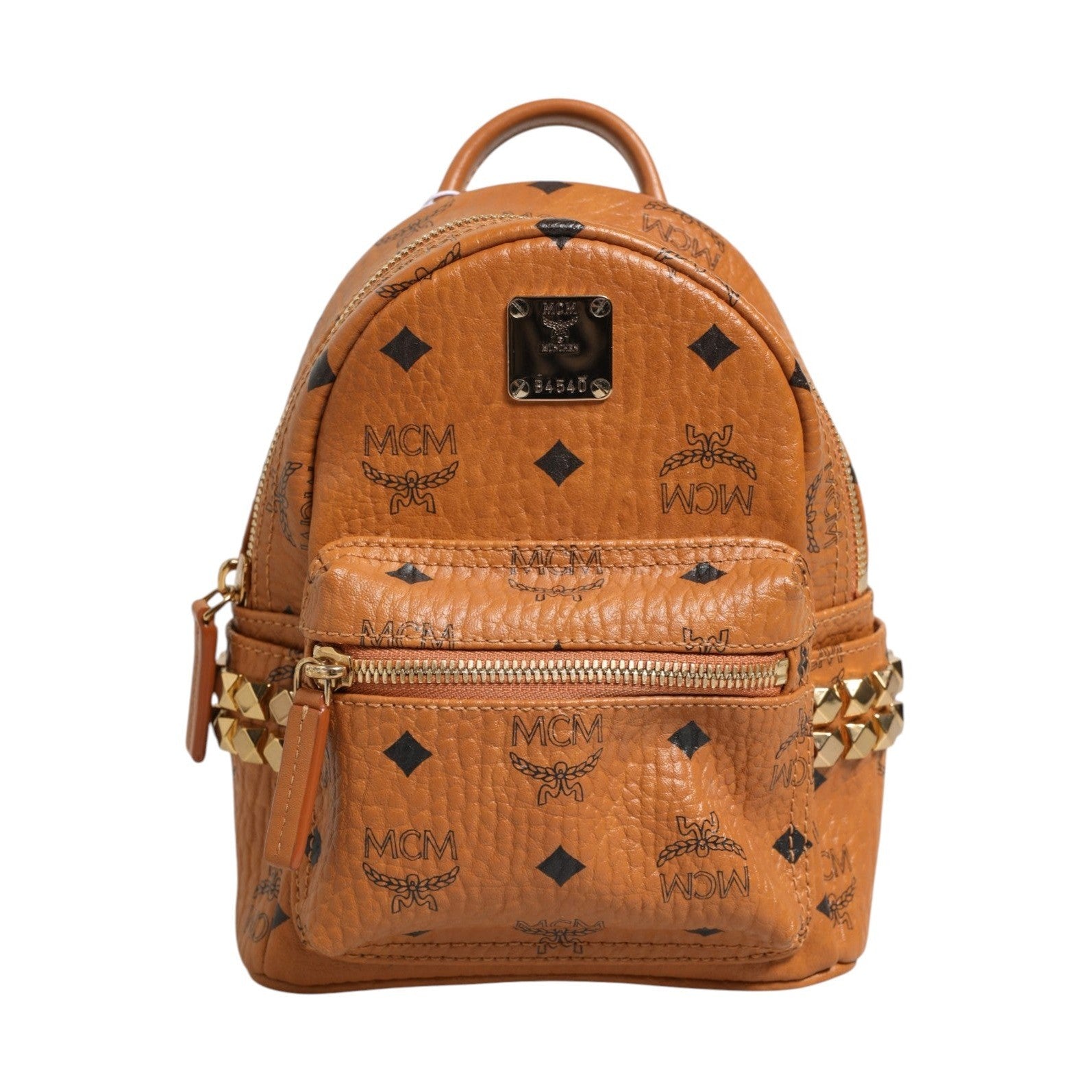 MCM Stark Mini Backpack in Visetos Cognac