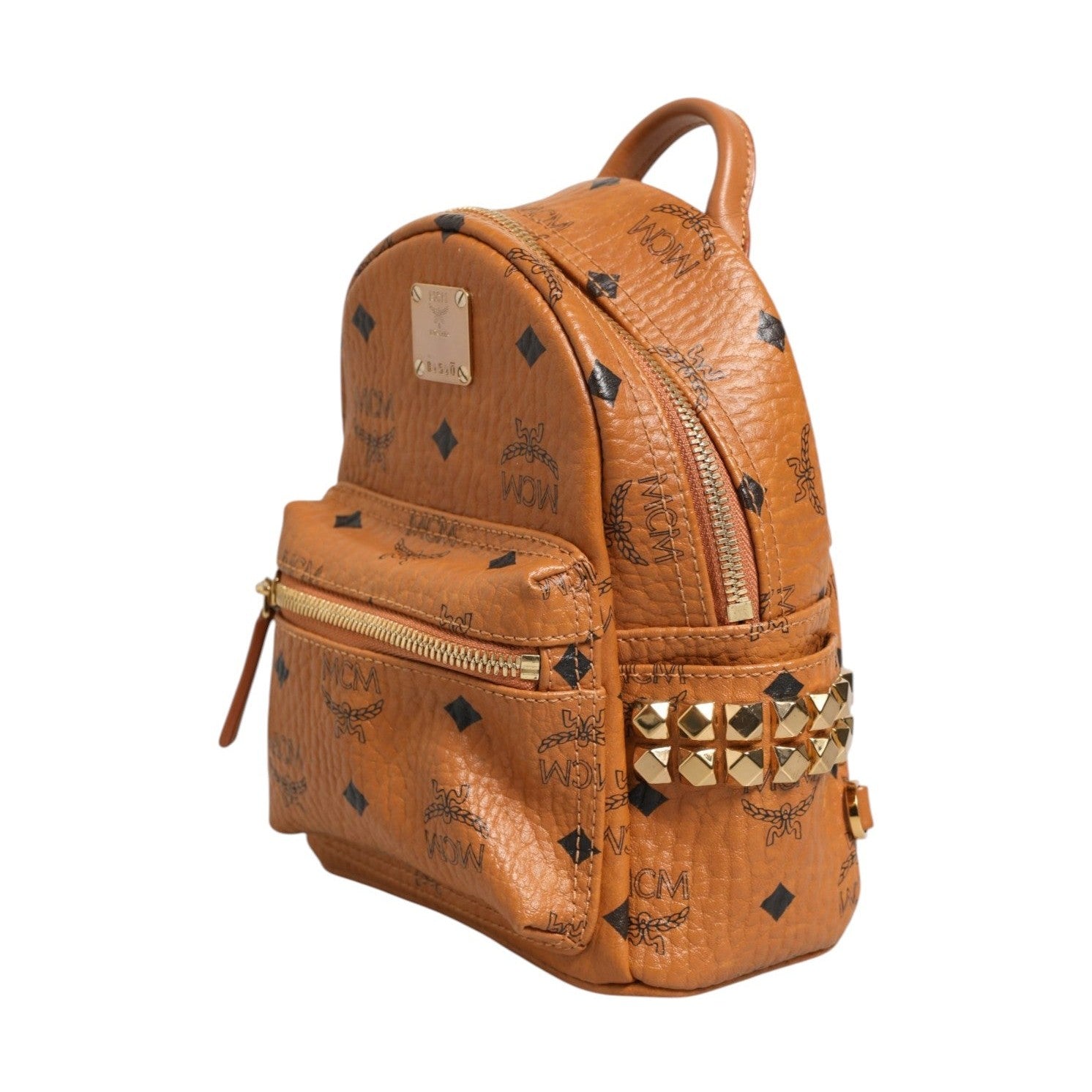 MCM Stark Mini Backpack in Visetos Cognac