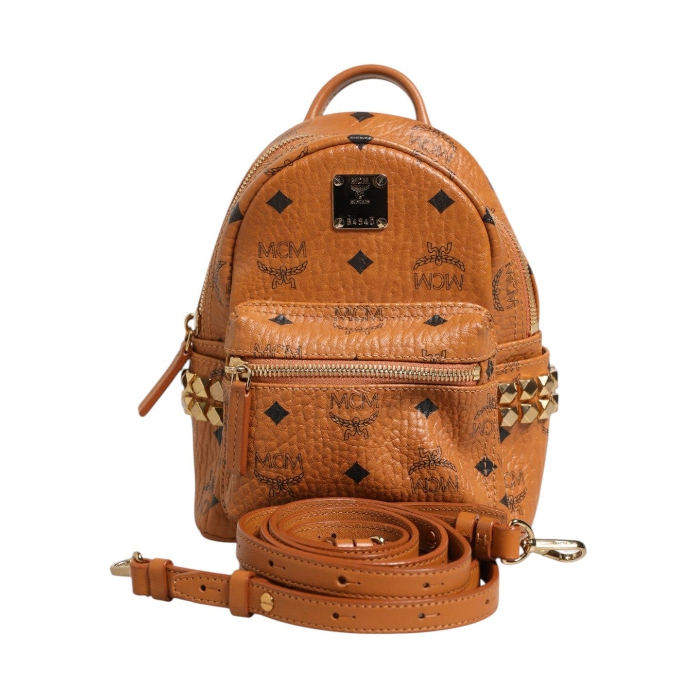 MCM Stark Mini Backpack in Visetos Cognac