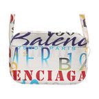 Balenciaga White Graffiti Print Leather Mini City Handbag