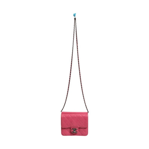 Chanel Pink Quilted Lambskin Leather Classic Square Mini Flap Bag