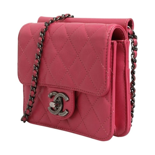 Chanel Pink Quilted Lambskin Leather Classic Square Mini Flap Bag