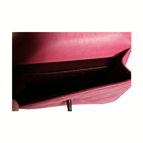 Chanel Pink Quilted Lambskin Leather Classic Square Mini Flap Bag