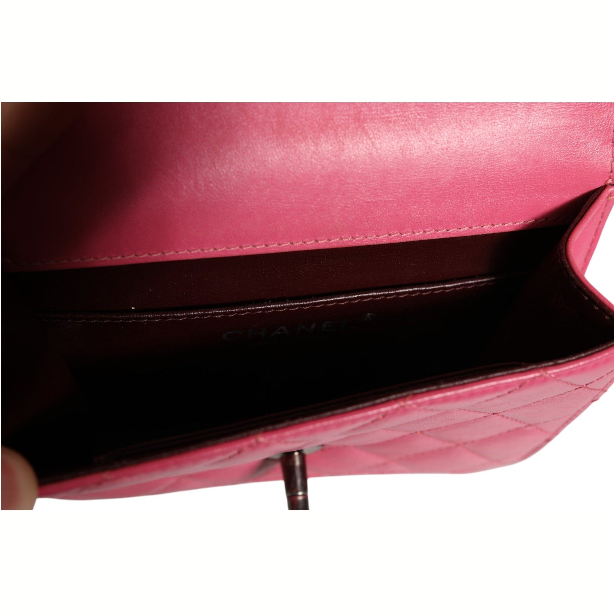 Chanel Pink Quilted Lambskin Leather Classic Square Mini Flap Bag