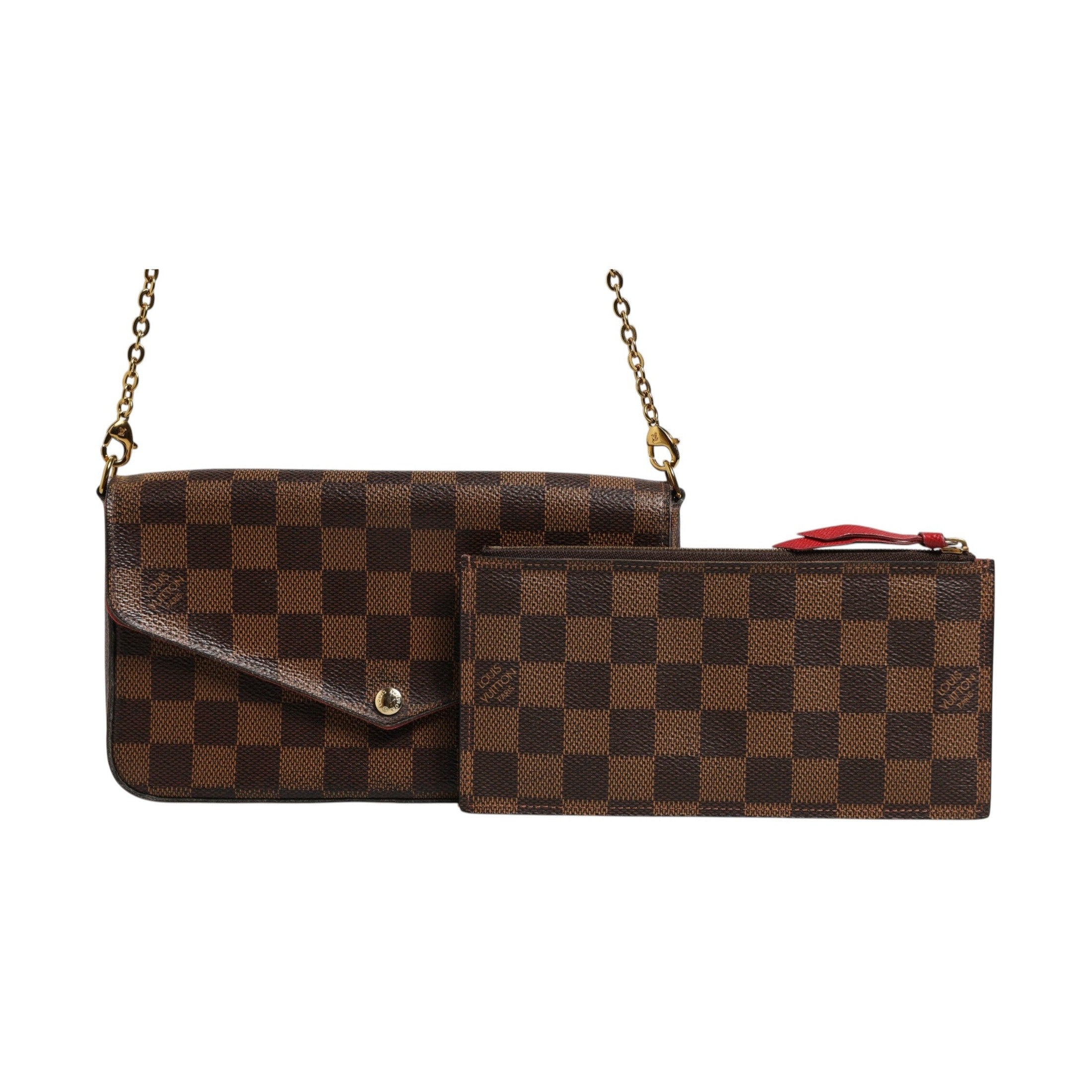 Louis Vuitton Damier Ebene Pochette Felice Chain Wallet