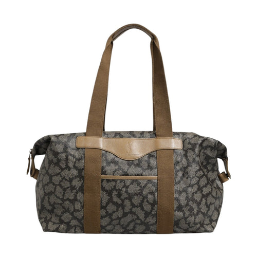 Saint Laurent Green and Brown Pattern Canvas Duffel Bag