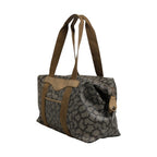 Saint Laurent Green and Brown Pattern Canvas Duffel Bag