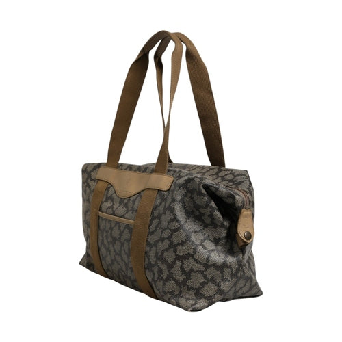 Saint Laurent Green and Brown Pattern Canvas Duffel Bag