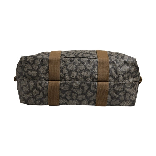 Saint Laurent Green and Brown Pattern Canvas Duffel Bag