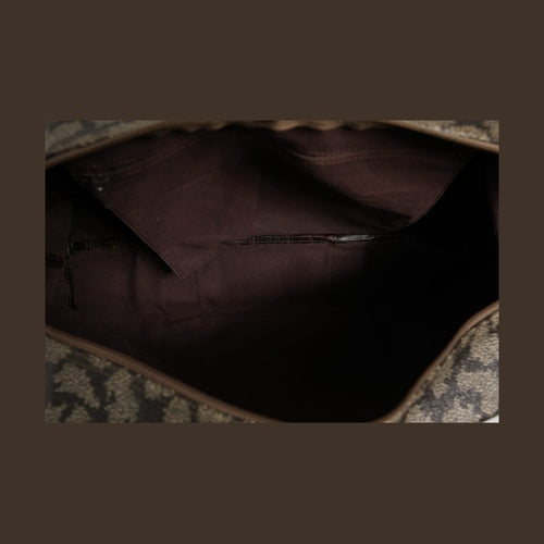 Saint Laurent Green and Brown Pattern Canvas Duffel Bag
