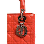 Christian Dior Orange Cannage Lambskin Leather Lady Dior Bag