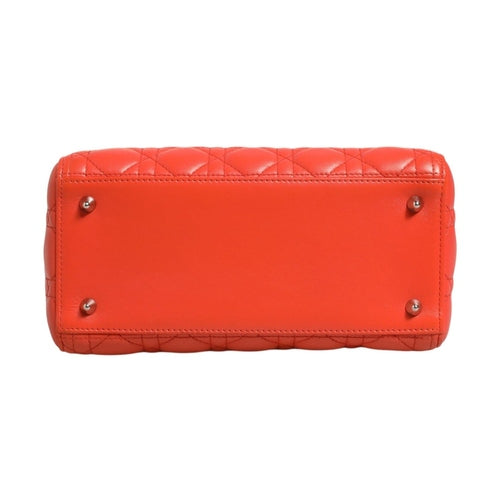Christian Dior Orange Cannage Lambskin Leather Lady Dior Bag