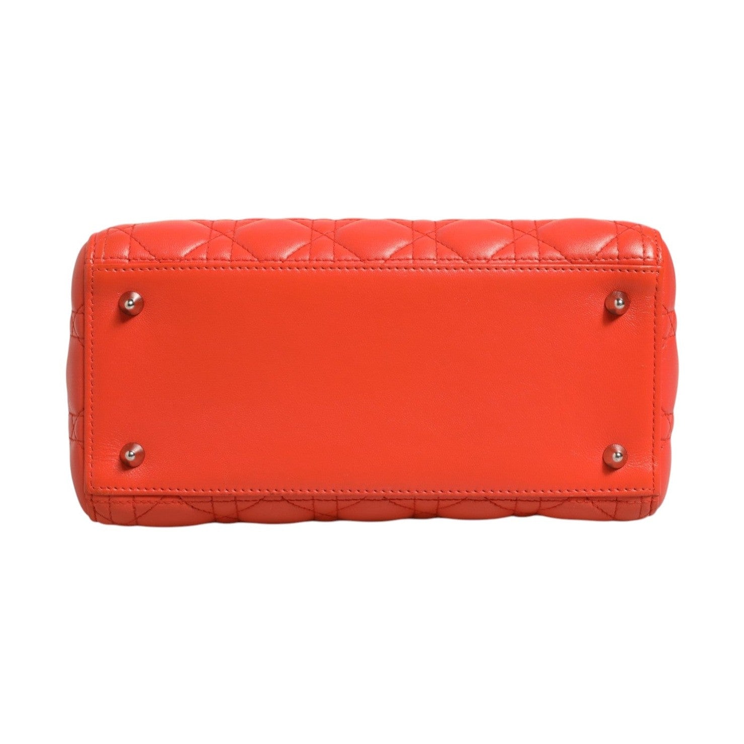 Christian Dior Orange Cannage Lambskin Leather Lady Dior Bag