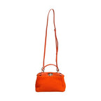 Fendi Orange Leather and Shearling Mini Peekaboo Top Handle Bag