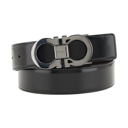 Ferragamo Black Calf Leather Bos Taurus Regular Belt