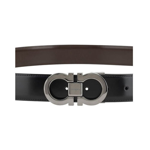 Ferragamo Black Calf Leather Bos Taurus Regular Belt