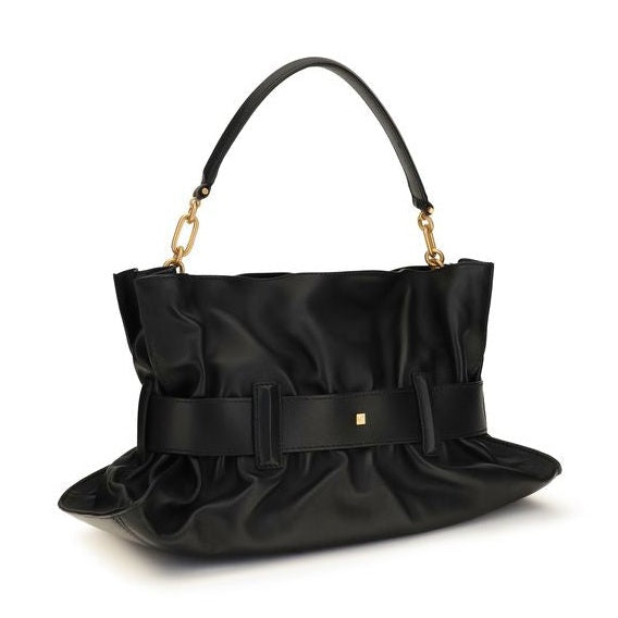 Balmain Black Calf Leather Bos Taurus Shoulder Bag