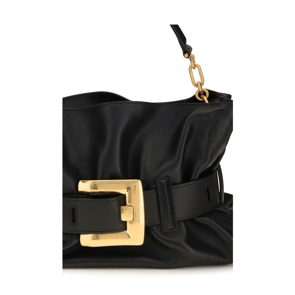 Balmain Black Calf Leather Bos Taurus Shoulder Bag