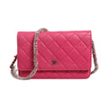 Chanel Pink Quilted Lambskin Wallet On Chain WOC Silver