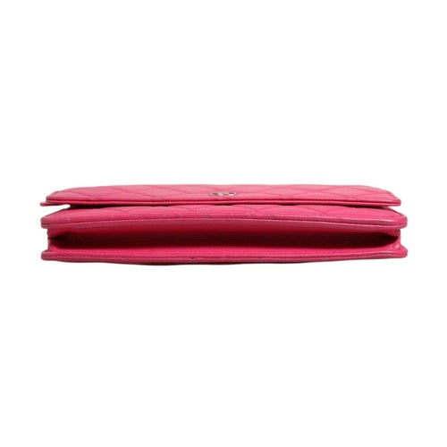 Chanel Pink Quilted Lambskin Wallet On Chain WOC Silver