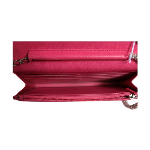 Chanel Pink Quilted Lambskin Wallet On Chain WOC Silver