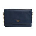 Prada Blue Saffiano Leather Wallet on Chain Clutch Bag