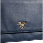 Prada Blue Saffiano Leather Wallet on Chain Clutch Bag