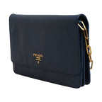 Prada Blue Saffiano Leather Wallet on Chain Clutch Bag