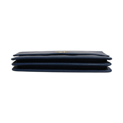 Prada Blue Saffiano Leather Wallet on Chain Clutch Bag