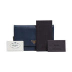Prada Blue Saffiano Leather Wallet on Chain Clutch Bag