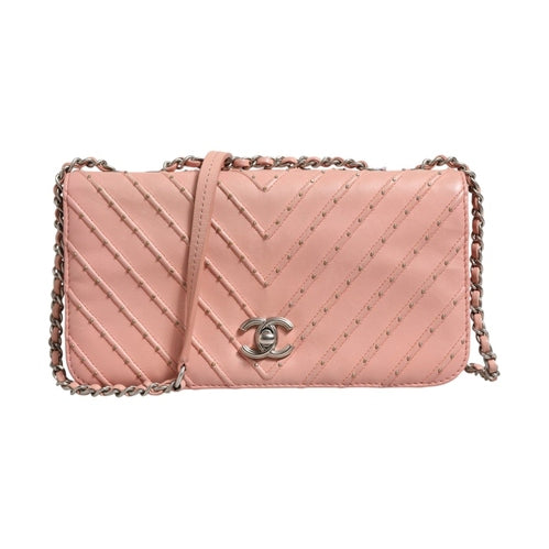 Chanel Small Classic Double Flap Bag Light Pink Chevron