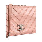 Chanel Small Classic Double Flap Bag Light Pink Chevron
