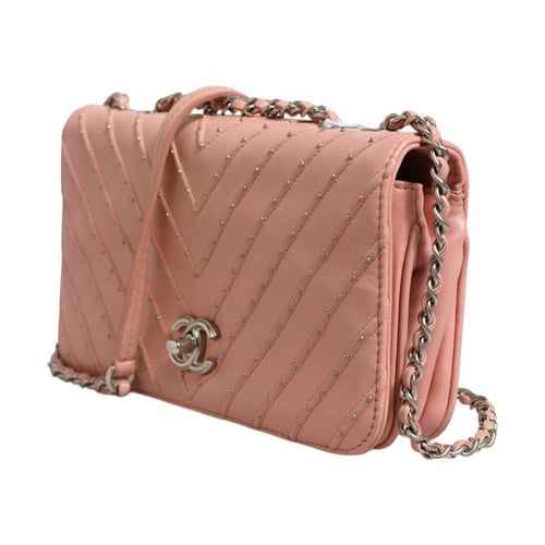 Chanel Small Classic Double Flap Bag Light Pink Chevron