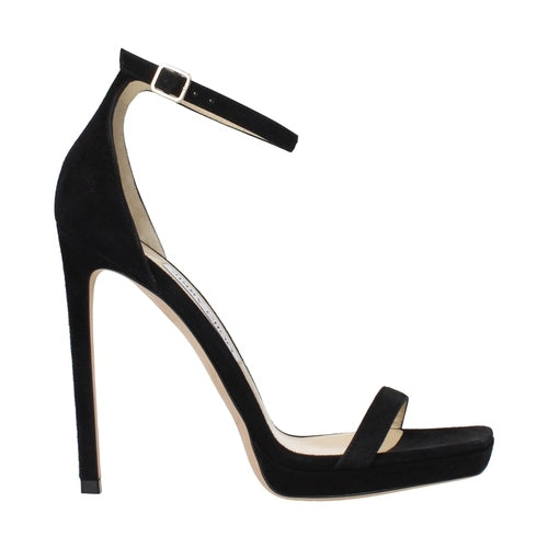 Jimmy Choo Black Leather Stiletto Heel Sandals
