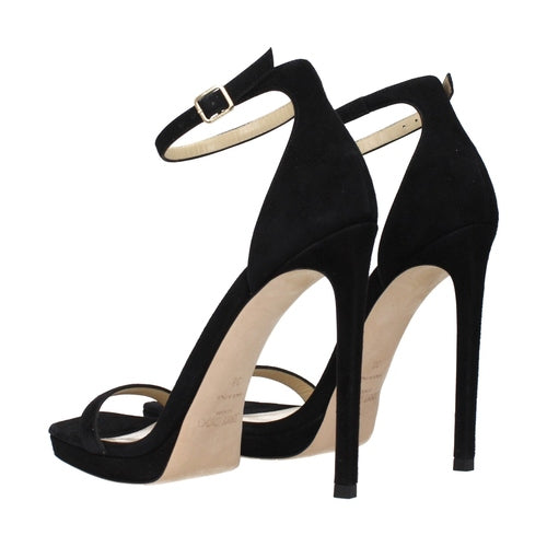 Jimmy Choo Black Leather Stiletto Heel Sandals