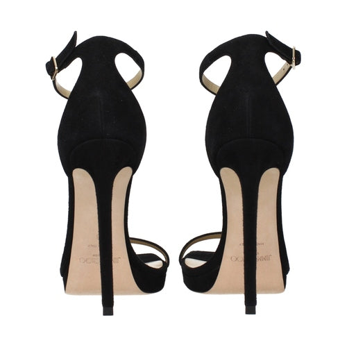 Jimmy Choo Black Leather Stiletto Heel Sandals