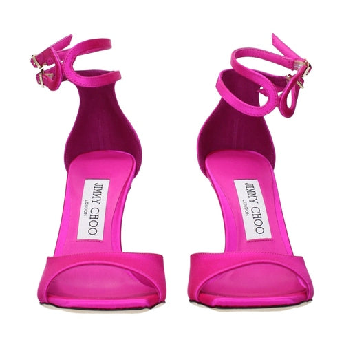 Jimmy Choo Pink Satin Stiletto Heel Sandals